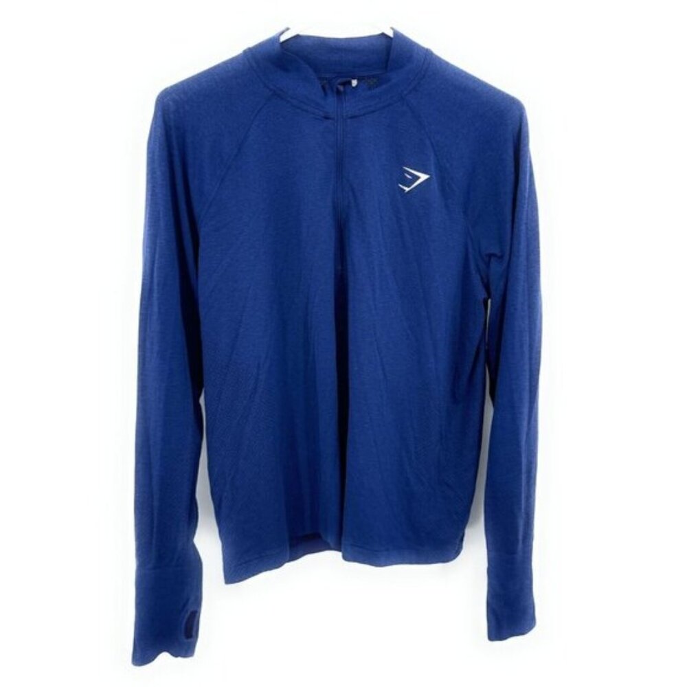 Gymshark Women XL Pulse 1/4 Zip Top Blue Long Sleeve Athletic Workout